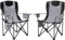 Outsunny Set of 2 Folding Camping Chairs, Padded Camping Chairs with Adjustable Armrests, Portable & Lightweight Folding Camp Chair with Cooler Bag, Cup Holder and Side Pockets, Grey