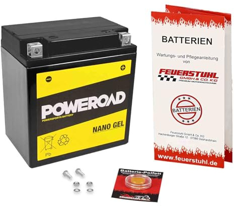 Batterie passend für Yamaha XV 125 Virago/S, 1997-2002 (5AJ), wartungsfrei | Gel, einbaufertig, startklar, auslaufsicher, von Poweroad, inkl. 7,50€ Batteriepfand
