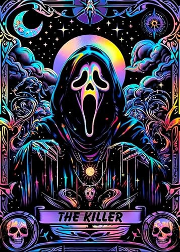 5D Diamond Painting Set für Erwachsene, DIY Gothic Totenkopf Kunst, Runder Diamant Horror Schädel Malerei mit PunktSteinen, Vollbohrung, Heimdekoration für Zuhause, Ideal für Wanddekoration, 30x40 cm