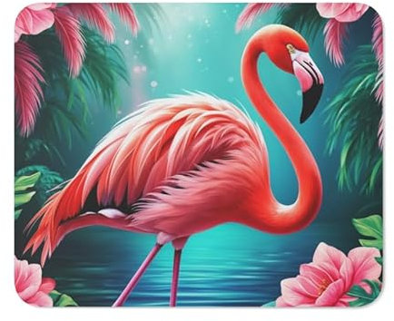 Teecustom Tapis de Souris 22x18 cm Flamant Rose Tropical Illustration Exotique Élégante Surface Lisse, Base Antidérapante