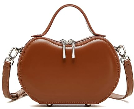MOSAMHUA Echt Leder Damen Apfel-Tasche | Einzigartiges Design Wandelbare Unterarm- & Schultertasche | Stylisch Kompakt für Arbeit & Alltag | Premium Handgefertigte Handtasche