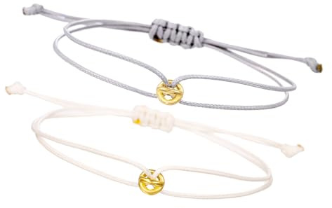 NVOQILIN Lot de 2 bracelets de couple avec perles porte-bonheur réglables faites à la main en corde tressée, taille unique, Comme décrit