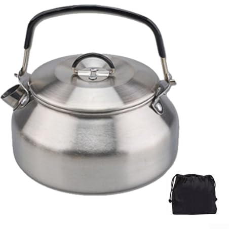 Portable Stainless Steel Camping Kettle 0.8L for Camping Hiking RV - Ultralight Tea Maker Coffee Pot Compatible with Most Stoves, Silver(silver)