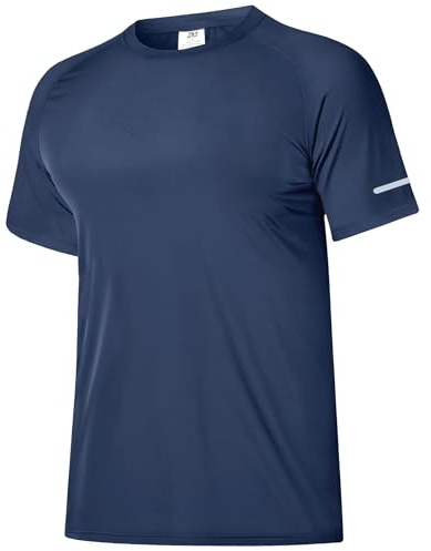 Boyzn Mens Rash Guard Short Sleeve – UPF 50+ Swimming Top for BJJ MMA Gym, Quick Dry UV Protection Vest Lightweight Breathable Surf Swim Sun T-Shirts Navy-S