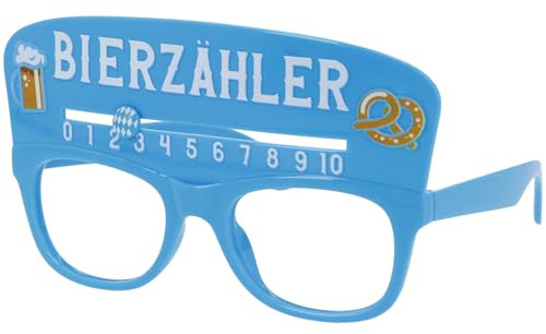 Folat 24079 Partybrille - Bierzähler - Festbrille, Mottoparty, Karneval, Bierfestbrille, Blau