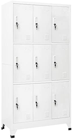 Yisssmeng Armoire de rangement à 9 portes en métal - 90 x 45 x 180 cm - Gris - Armoire en acier industriel pour vêtements - Bureau - Gym - École - Maison - Garage
