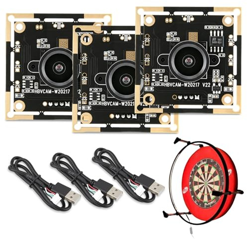 OV9732 Kameramodul 3er-Set für Autodarts Kamera System, 72° Weitwinkel ohne Verzerrung, 720P 30FPS USB2.0 Kamera Modul mit IR-Unterstützung für Dart Autoscoring & Bilderfassung