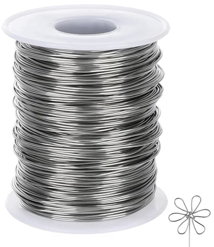 1 rollo de alambre de acero inoxidable 304, 100 m x 0,8 mm, alambre plateado para manualidades, alambre de acero inoxidable con bobina, alambre de manualidades flexible y delgado para joyería, alambre