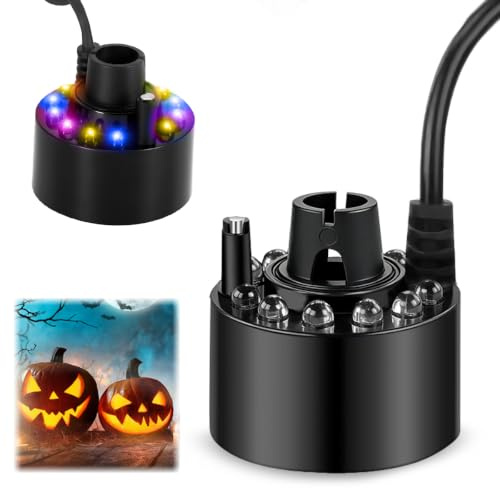 LGZIN Nebulizador Ultrasónico, Mini Máquina de Niebla con 12 Luces LED Coloridas, Ultrasonidos Mist Maker Fogger, Humidificador Atomizador de Niebla para Fuente, Estanque Decoraciones de Halloween