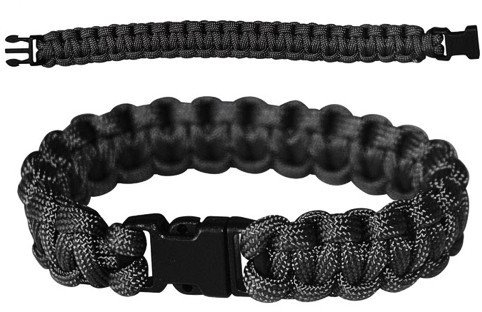 CN Outdoor PARACORD Survival Militär Armband Kunststoff-Schließe Schwarz