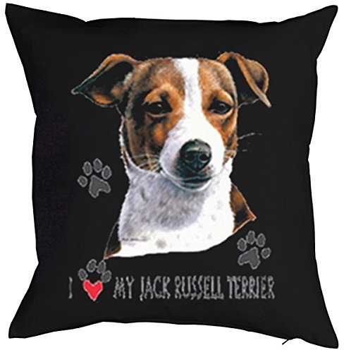 Jack Russell Terrier Hunderassen Kissen Sofakissen: Jack Russel Terrier - Kissen mit Füllung Fb:schwarz