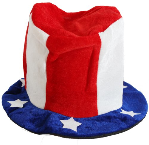 BRUBAKER USA Fan Hut Plüsch Zylinder in den Nationalfarben WM EM Fußballhut Stars and Stripes