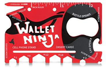 Limited Edition (Soft Touch Finish in matt-rot) Wallet Ninja 18-in-1 Mehrzweck-Werkzeug in Kreditkartengröße Multitool für die Hosentasche