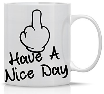 313 ml Kaffee Tasse – Have A Nice Day. (Mittelfinger) – Funny Sarcasm Becher – perfekte Gag Geschenk für Freund, Freund oder Freundin, Coworker, Boss, oder sibling- Crazy Bros Tassen