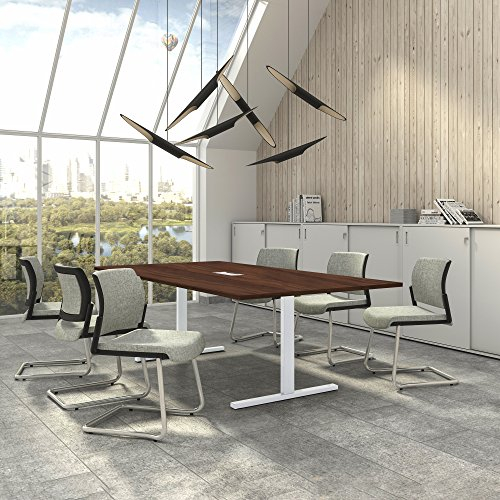 Weber Büro Easy Konferenztisch 240x120 cm Nussbaum mit ELEKTRIFIZIERUNG Besprechungstisch Tisch, Gestellfarbe:Weiß