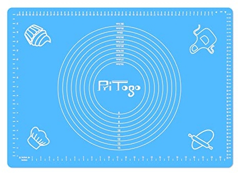 Pritogo Backmatte (65 x 45 cm Blau) Silikonmatte mit Skala Backunterlage Teigmatte Rollmatte - Antihaft extra stabil rutschfest