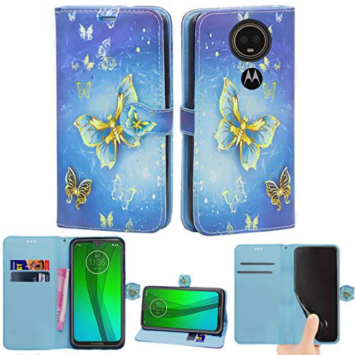 Mobile Stuff Motorola Moto G7 Power Case, Leather Wallet with Flip Cover, Credit Card Pockets and Stand Compatible For Moto G7 Powe (6.2) (Butterfly Gold)