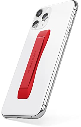 VONMÄHLEN Backbone Handy Fingerhalterung – Ultra-Flacher Handy Fingerhalter und Griff für Smartphones mit Smooth-Touch Silikon (Rot)