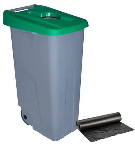 Denox DEN014 Contenedor Reciclo 110 litros Abierto, Verde, 420x570x880 mm