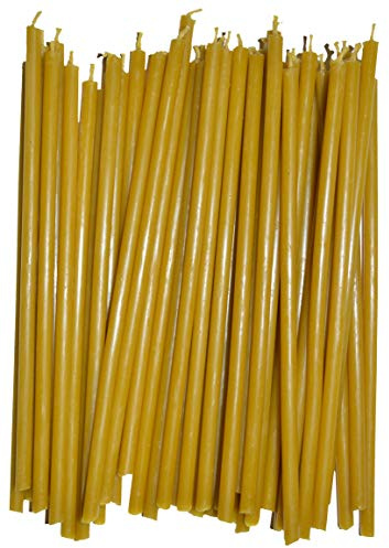 KESIS 40 Kerzen aus natürlichem Wachs (Länge 17 cm, Durchmesser ca. 0,5 cm) Bienenwachskerzen für Abendessen bei Kerzenlicht, Kirchen, Festliche Kuchen und Heimdekoration