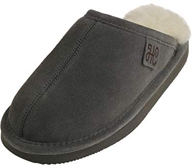 Harrys-Collection Unisex Herren Extra Dicke Pantoffel Lammfell 5 Farben Hausschuh, Farben:grau, Schuhgröße:44