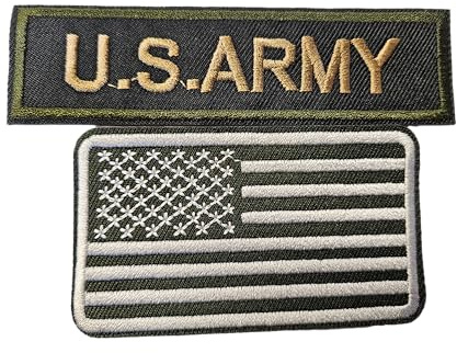 Fat-catz-copy-catz Twin Set US Army Military Strip & USA Flag Iron on Sew on Embroidered Badge Applique Motif Patch