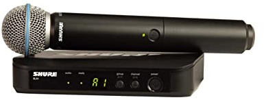 Shure BLX24/B58 Handheld Audio System J11 Band (596–620 MHz) – BLX4 Receiver, BLX2/B58 Handheld Transmitter with Beta 58A Supercardioid Capsule, Up to 14 Hr Battery, 300 ft Range