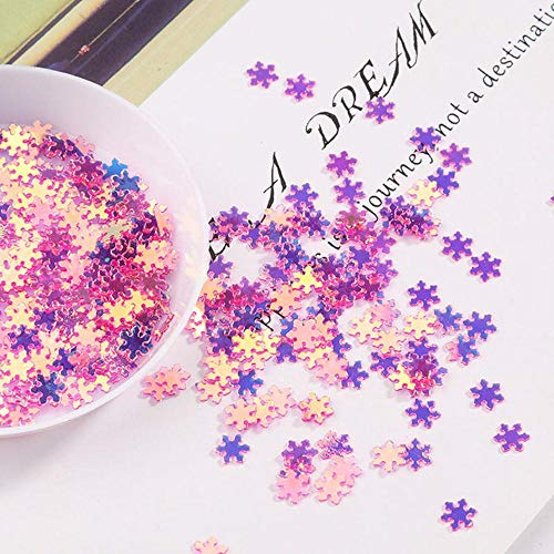 KKDIY 1200 Stück Weiße 5mm Schneeflocken lose Pailletten Glitter Pailletten für Nail Art Maniküre/Hochzeitsdekoration Konfetti, JG Rose, 5mm Schneeflocke 10g