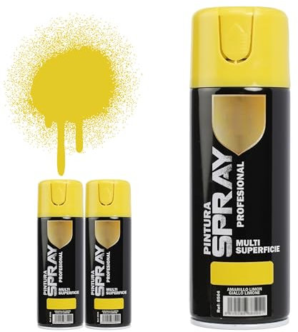 H HANSEL HOME Pintura Spray Amarillo Limón 400 Ml - Pack de 3 Unidades