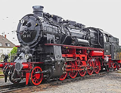 HANSEPUZZLE 93423 - Dampflokomotive Puzzle 1000 Teile | Fortbewegung Puzzle mit hochwertiger Puzzle Aufbewahrung: Kartonbox und Wieder verschließbarem Beutel | Puzzle-Maße: 60 x 46 cm