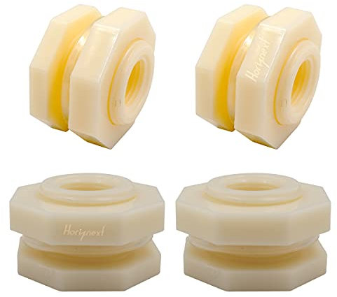 Horiznext NPT1/2 ABS Bulkhead Fitting, Plastic Pipe Connector for rain Barrel Garden Hose Adapter Spigot kit Water Tank Gallon Drain Bucket (pack of 4 pcs)