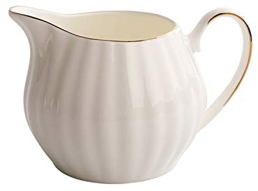 Pot À Lait Crème pichet/pichet de Lait/pichet de Confiture/pichet de Salade/pichet de café pour la Cuisine crème Blanc Cavalier en Porcelaine doré Pichet à Lait