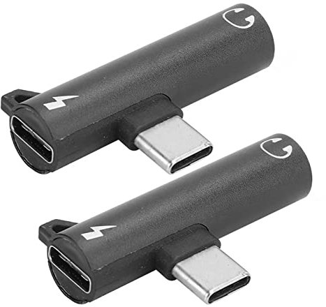 Adaptador de 2 Uds 2 en 1 Tipo C, Adaptador de Cargador Y Auriculares USB C a 3,5mm, Adaptador de Cable de Audio 2 en 1 Tipo C para Teléfono Móvil Tipo C(Negro)