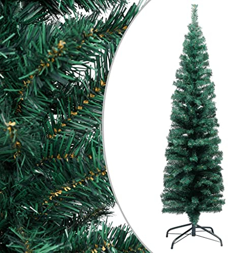vidaXL Künstlicher Weihnachtsbaum Schlank mit Ständer Tannenbaum Christbaum Dekobaum Kunstbaum Weihnachten Dekoration Weihnachtsdeko Grün 120cm PVC