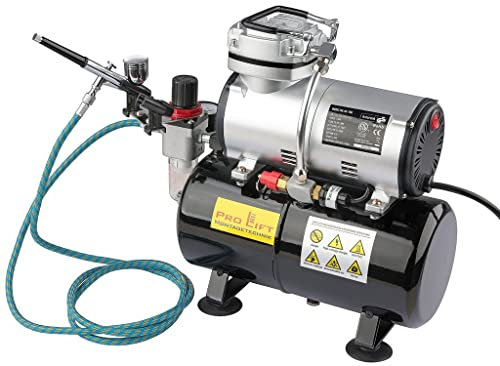 Pro-Lift-Montagetechnik Airbrush Set Kompressor Kit 4bar Airbrushpistole Schlauch 3Liter Kessel 230V