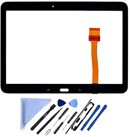 Écran tactile numériseur pour Samsung Galaxy Tab 4 10,1 compatible avec SM-T530 T531 T535 (sans LCD) avec outils et colle préinstallée (Noir)