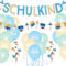 Einschulung Deko Set für Junge, Schulkind Girlande + Schultüte und Schulranzen Banner + Schuleinführung Schulanfang Luftballon + Zuckertüten Konfetti