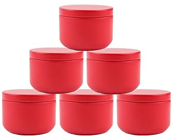 20 Pcs Tinplate Small Round Tin Jar Containers with Lids for Strorage Candy Gift, DIY Candle Making, Tea Coffee and Crafts (red)