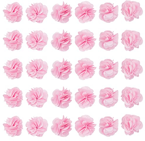 craspire 40pcs Tissu Fleurs Rose 1.34 3D Mousseline de Soie Fleur Dentelle Garnitures Bouquets de Mariée Cluster Fleur DIY Couture Dentelle Patch pour Bricolage Artisanat Bandeaux Emballage Cadeau