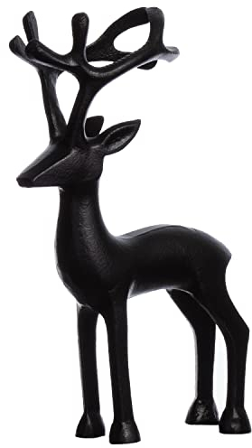 Brandsseller Dekofigur Rentier Weihnachtsdeko Deko Hirsch Aluminium Schwarz 26,5 cm hoch