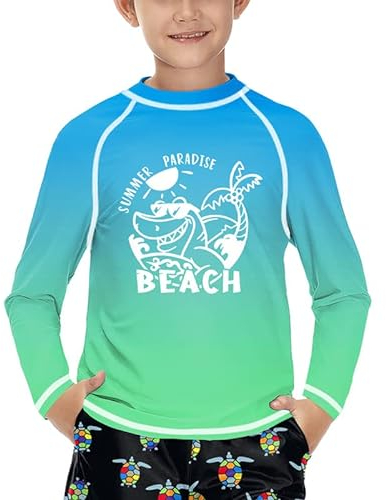 Jungen Lange Ärmel UV Shirt UPF 50+ Schnelltrocknend Sonnenschutz Rashguard Beach Orange 120