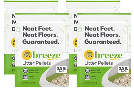 Purina Tidy Cats Breeze Pellets, 3.5 lbs (Pack of 4), Unscented, Recycled Paper, Low-tracking, 99.9% Dust-free, Multi-cat