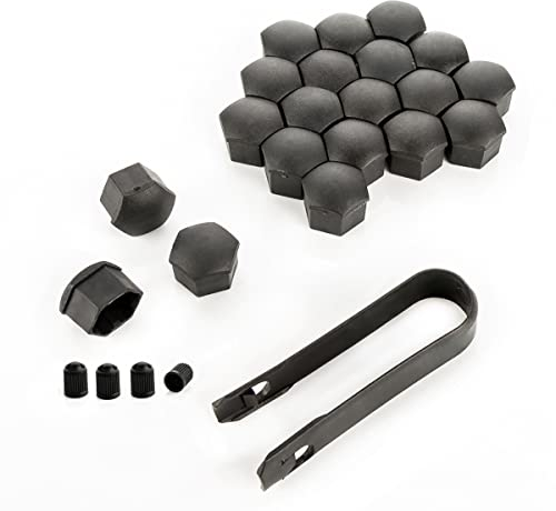 LST 20x Sechskant Abdeckkappen Radschraube Felgen Kappen Set 17 mm schwarz rau