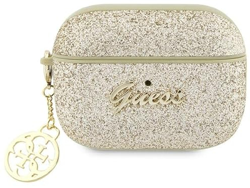 Guess GUAP2GLGSHD Hülle für AirPods Pro 2 golden Glitter Flake 4G Charm