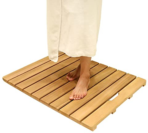 Lattenrost, natürliche Duschmatte, Bambus-Badematte, Badewannen-Duschmatte, rutschfeste Matte, Lattenrost, mit Gummistopfen an der Basis, Holzmatte, anpassbar (70 x 60 cm/28 x 24 Zoll) (140 x 75 cm/