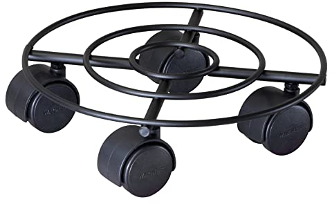Wagner 20094201 Chariot pour Plantes Ø 23 x 6,5 cm I Rouleau pour Plantes d'intérieur I Rouleau de Fleurs en Acier revêtu I Rouleau Noir I Charge maximale 60 kg