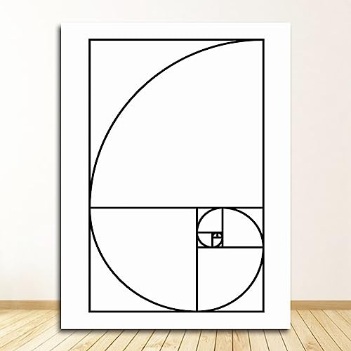 TANYANG Fibonacci-Spiral-Poster Einzigartige Wissenschaft Mathematik Goldener Schnitt Super Engineering Leinwandmalerei Für Ingenieur Arbeitszimmer Wohnkultur A7 60X90Cm Kein Rahmen
