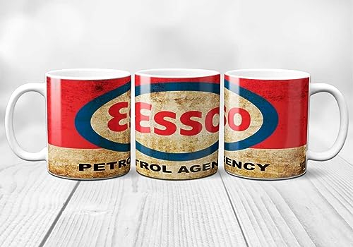 SUPER FABRICA Taza con logo Esso, Vintage, original y resistente