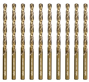 SALI 10 piezas M35 HSS Juego de brocas de cobalto con broca espiral 5mm HSS-Co broca de acero broca de hierro juego de brocas de metal para madera, metal, plástico, aluminio, plástico duro