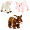 Zappi Co x3 Dreierpack Bauernhof-Spielzeugset für Kinder aus kuschelig weichem Plüsch, realistisch und lebensecht (12-15CM) (Esel + Lamm + Schwein)